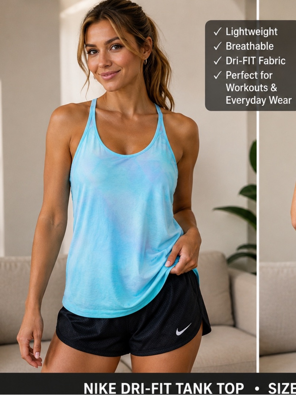 NWOT Nike Dri-FIT Racerback Tank Top Aqua Blue Size Large